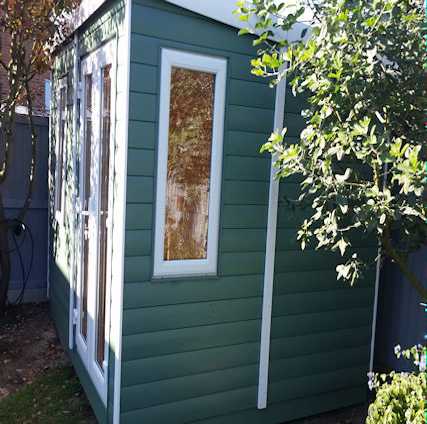 garden office with upvc double glazing